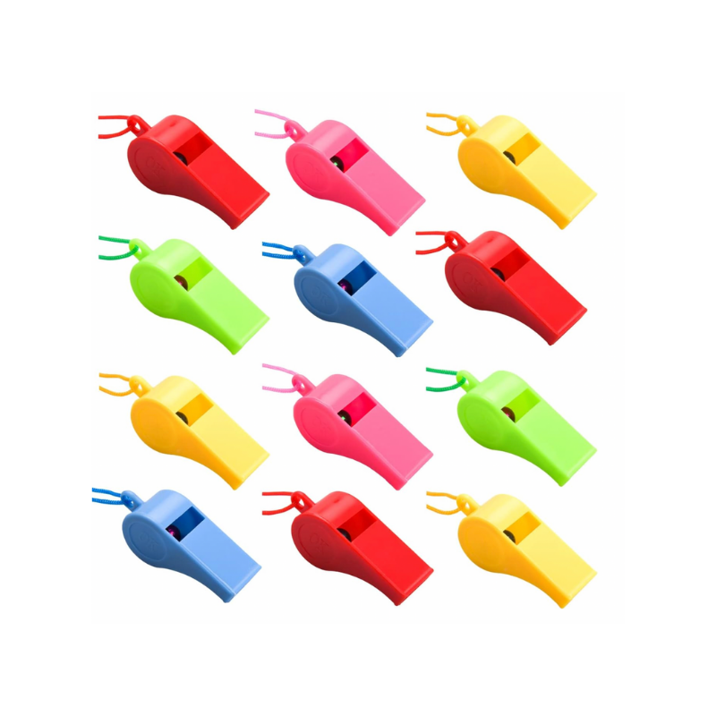 Neon Plastic Whistle with Lanyard in Various Colours